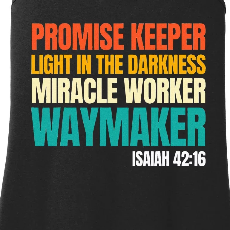 Promise Keeper Miracle Worker Waymaker Christian Faith Ladies Essential Tank