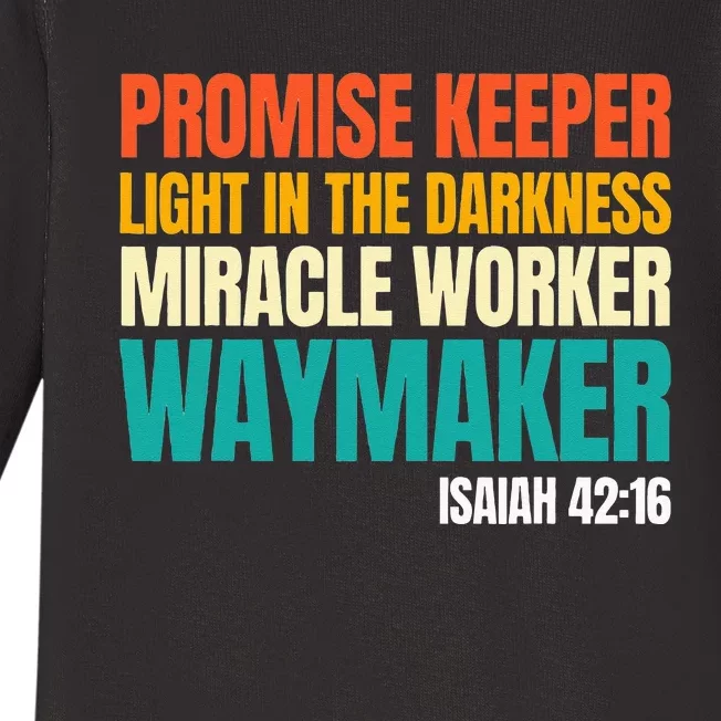 Promise Keeper Miracle Worker Waymaker Christian Faith Baby Long Sleeve Bodysuit