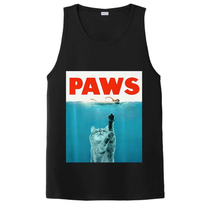 Paws Kitten Meow Parody Funny Cat Lover Gifts Performance Tank