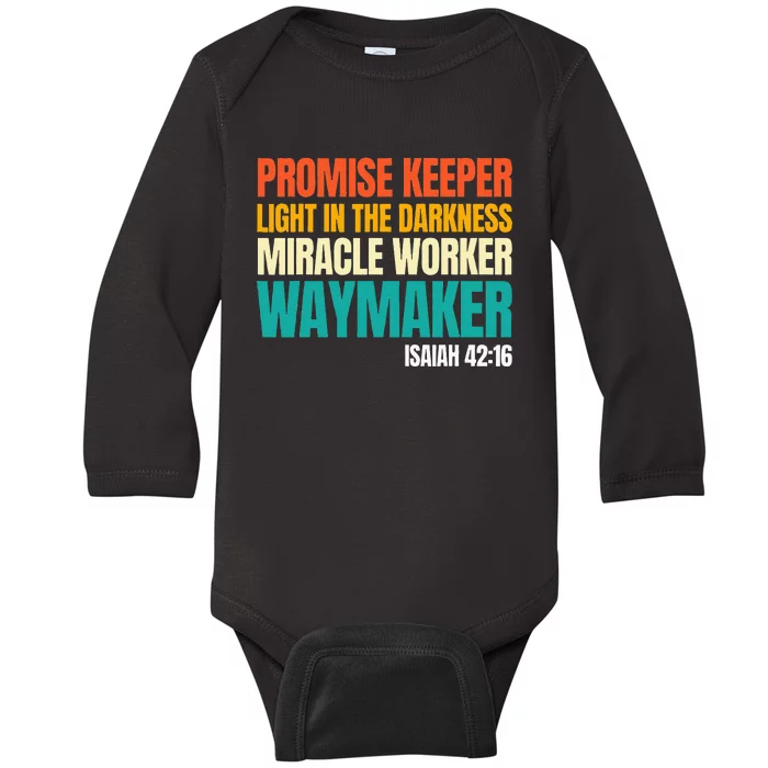 Promise Keeper Miracle Worker Waymaker Christian Faith Baby Long Sleeve Bodysuit