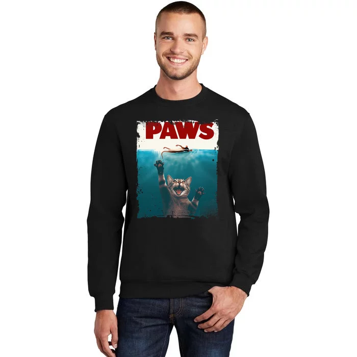 Paws Kitten Meow Parody Funny Cat Lover Gifts Cute Cat Tall Sweatshirt