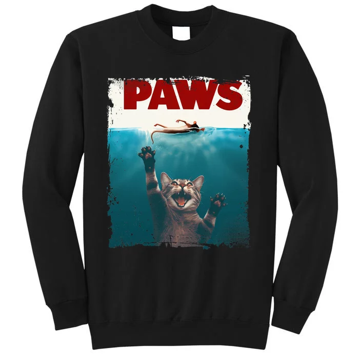 Paws Kitten Meow Parody Funny Cat Lover Gifts Cute Cat Tall Sweatshirt