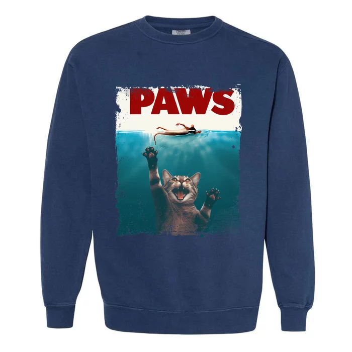 Paws Kitten Meow Parody Funny Cat Lover Gifts Cute Cat Garment-Dyed Sweatshirt