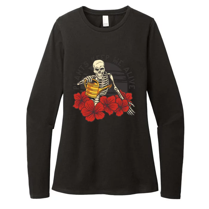 Plants Keep Me Alive Floral Skull Womens CVC Long Sleeve Shirt