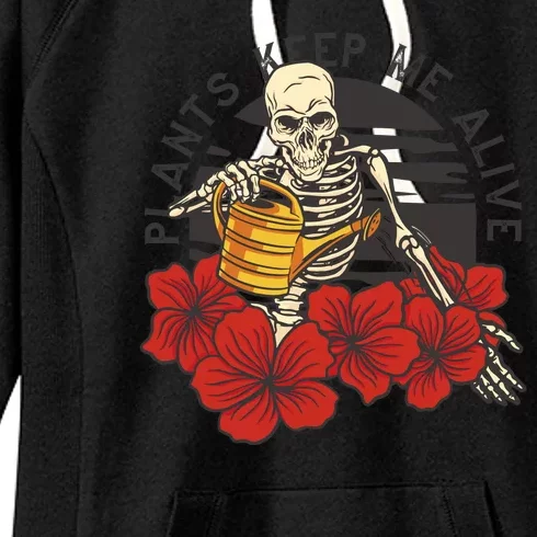 Plants Keep Me Alive Floral Skull Women's Fleece Hoodie