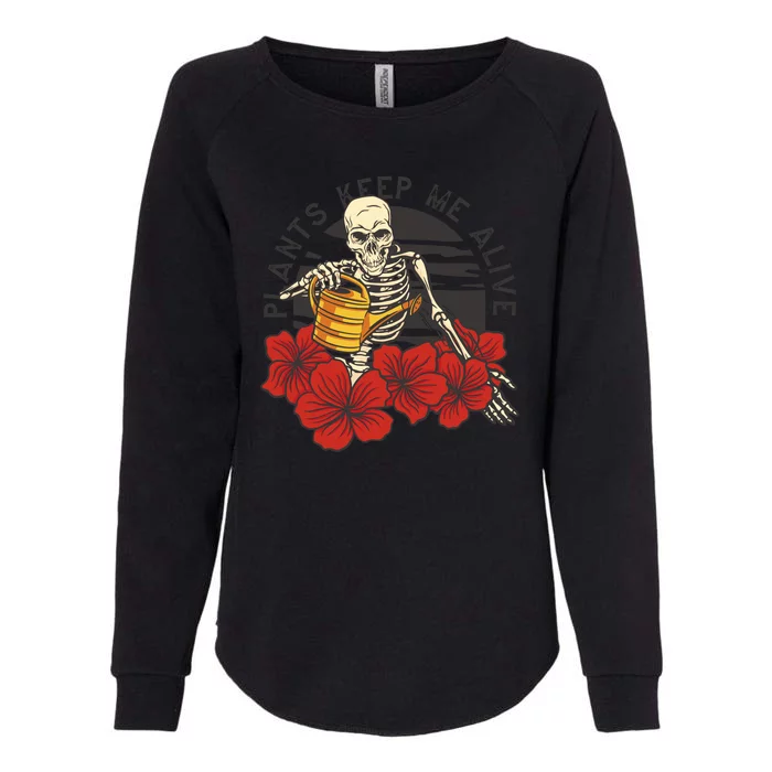 Plants Keep Me Alive Floral Skull Womens California Wash Sweatshirt