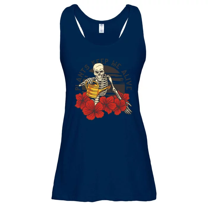 Plants Keep Me Alive Floral Skull Ladies Essential Flowy Tank