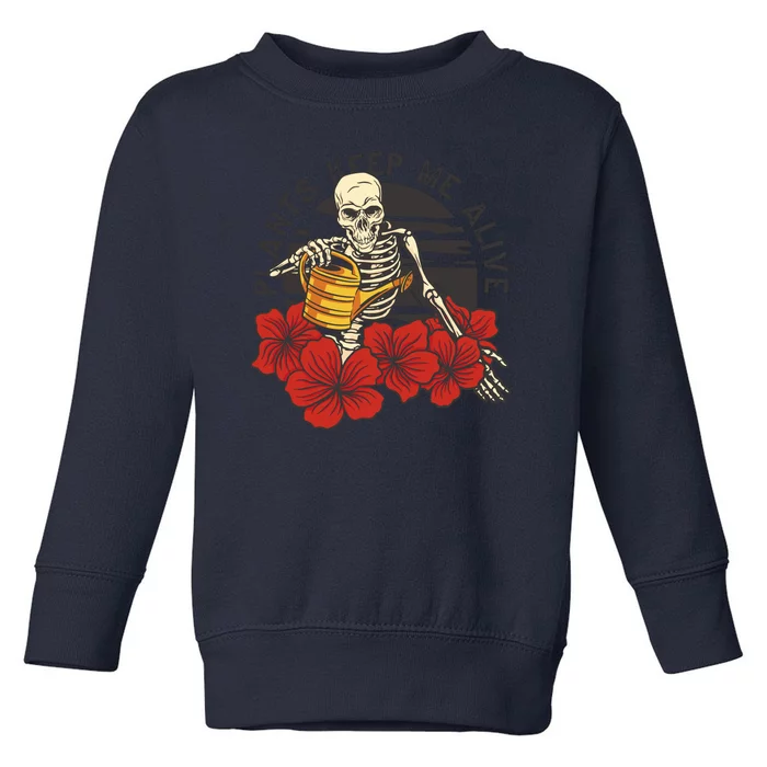 Plants Keep Me Alive Floral Skull Toddler Sweatshirt