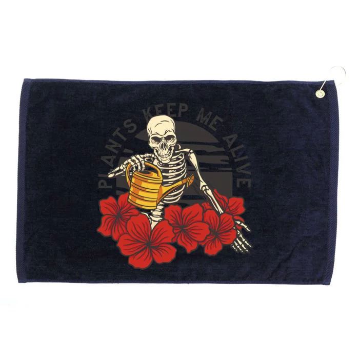 Plants Keep Me Alive Floral Skull Grommeted Golf Towel