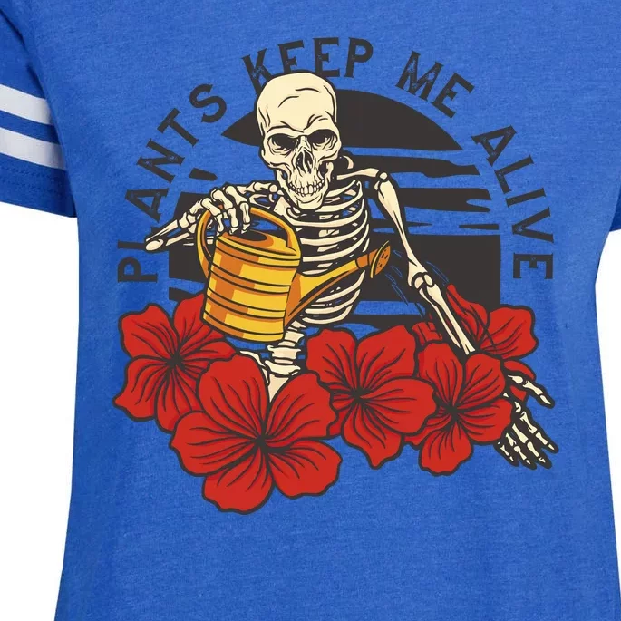 Plants Keep Me Alive Floral Skull Enza Ladies Jersey Football T-Shirt