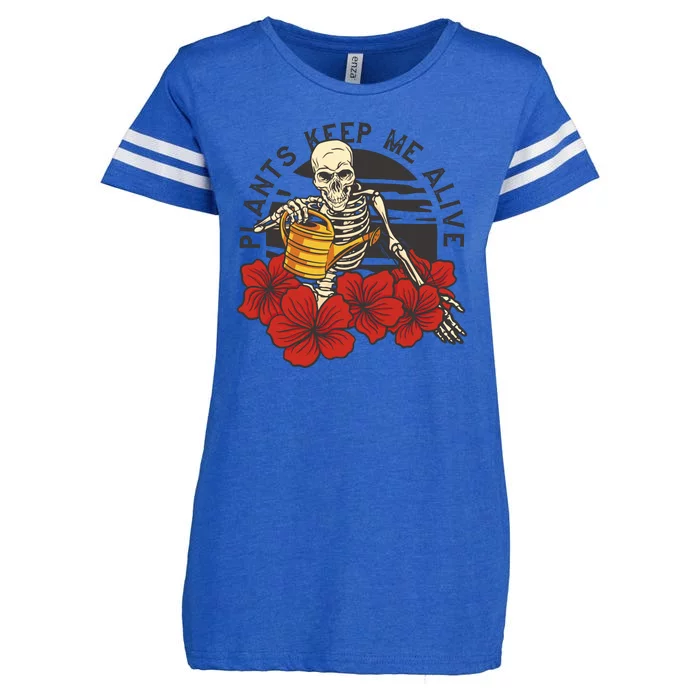 Plants Keep Me Alive Floral Skull Enza Ladies Jersey Football T-Shirt