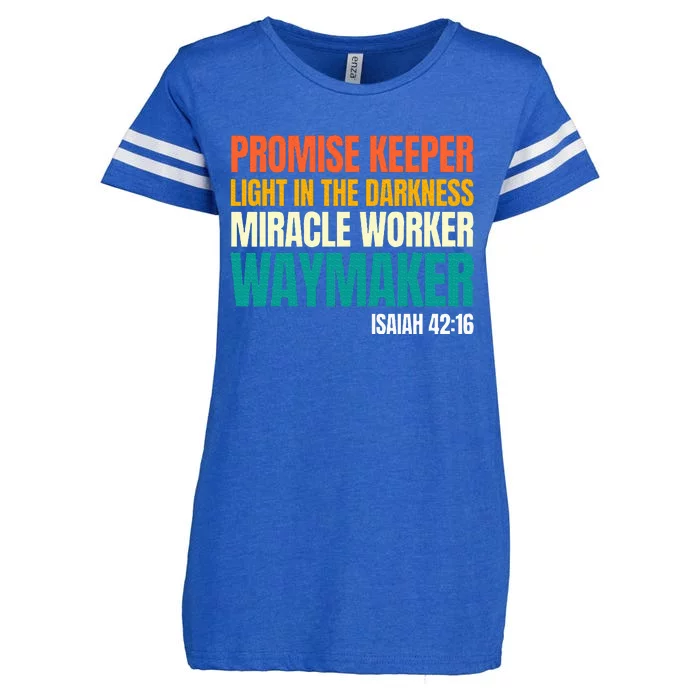 Promise Keeper Miracle Worker Waymaker Christian Faith Enza Ladies Jersey Football T-Shirt