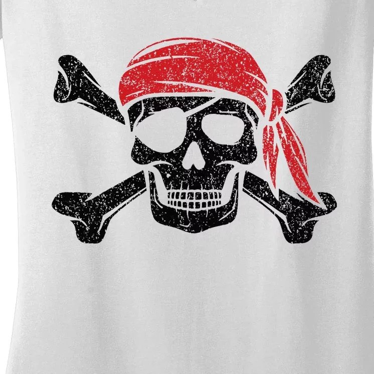 Pirate Kids Or Adults Crossbones And Skull Women's V-Neck T-Shirt