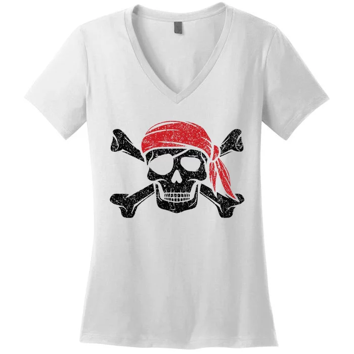 Pirate Kids Or Adults Crossbones And Skull Women's V-Neck T-Shirt