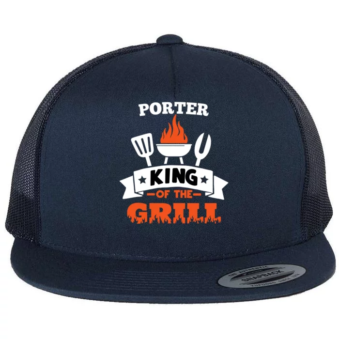 Porter King Of The Grill Grilling Bbq Chef Master Cooking Gift Flat Bill Trucker Hat