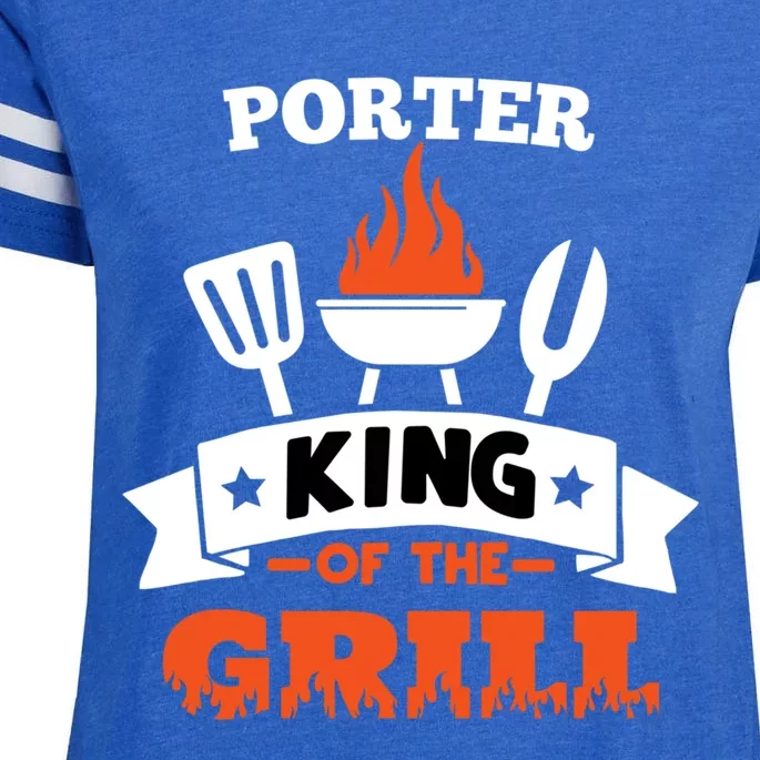 Porter King Of The Grill Grilling Bbq Chef Master Cooking Gift Enza Ladies Jersey Football T-Shirt