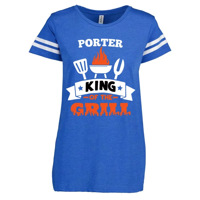 Porter King Of The Grill Grilling Bbq Chef Master Cooking Gift Enza Ladies Jersey Football T-Shirt