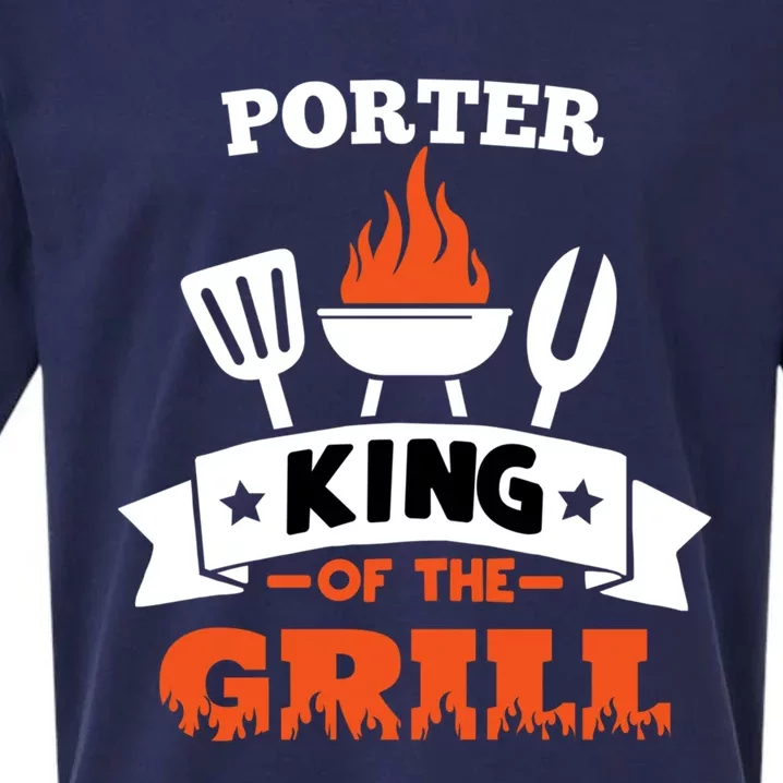 Porter King Of The Grill Grilling Bbq Chef Master Cooking Gift Sueded Cloud Jersey T-Shirt