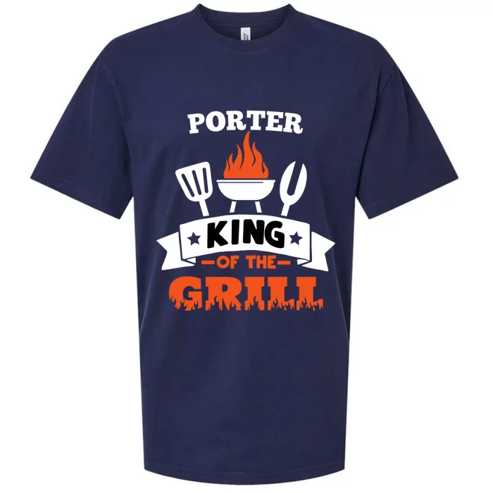 Porter King Of The Grill Grilling Bbq Chef Master Cooking Gift Sueded Cloud Jersey T-Shirt