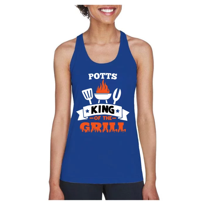 Potts King Of The Grill Grilling Bbq Chef Master Cooking Gift Women's Racerback Tank