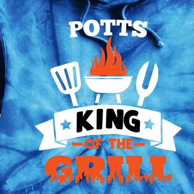 Potts King Of The Grill Grilling Bbq Chef Master Cooking Gift Tie Dye Hoodie