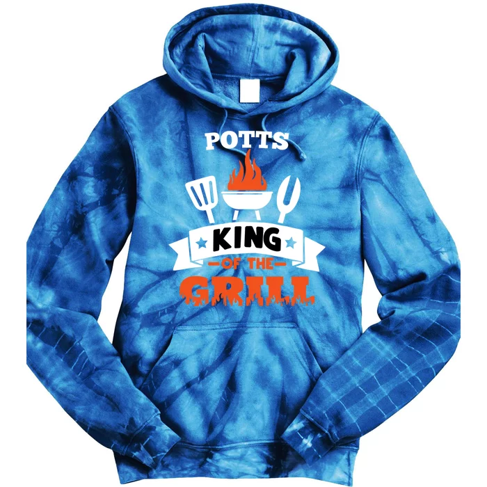 Potts King Of The Grill Grilling Bbq Chef Master Cooking Gift Tie Dye Hoodie