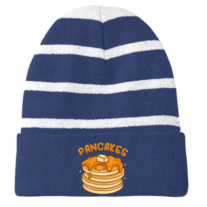 Pancakes Kawaii Striped Beanie with Solid Band