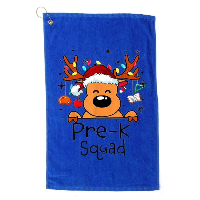 Pre K Squad Reindeer Funny Teacher Christmas Lights Gift Platinum Collection Golf Towel