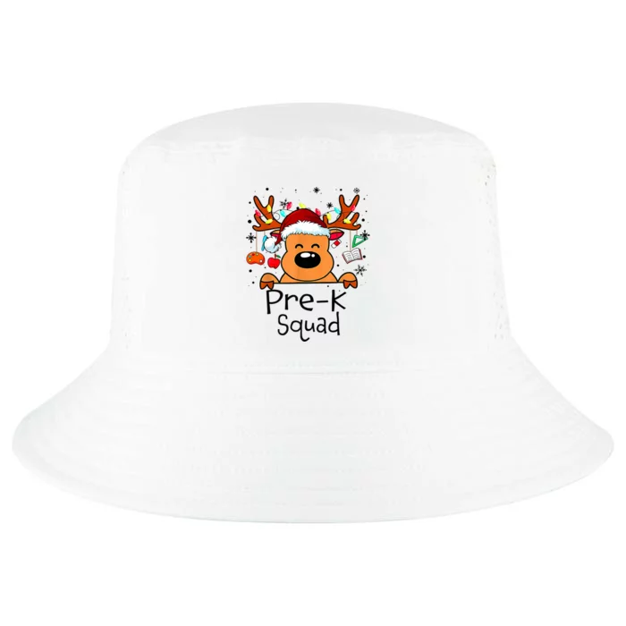 Pre K Squad Reindeer Funny Teacher Christmas Lights Gift Cool Comfort Performance Bucket Hat