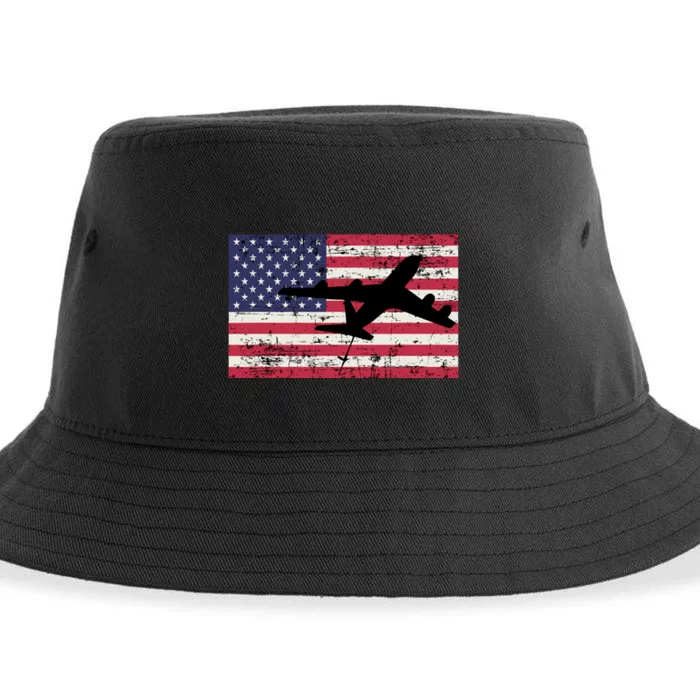 Patriotic Kc135 Stratotanker Jet American Flag Sustainable Bucket Hat