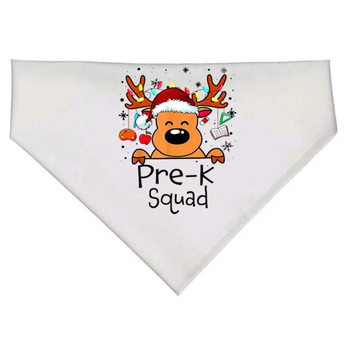 Pre K Squad Reindeer Funny Teacher Christmas Lights Cool Gift USA-Made Doggie Bandana