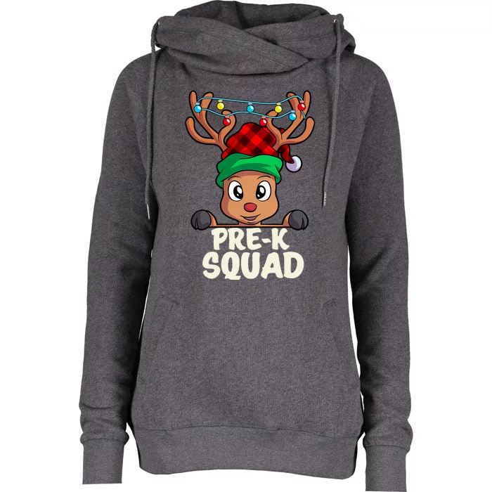 Pre K Squad Cute Teacher Christmas School For Teachers Womens Funnel Neck Pullover Hood