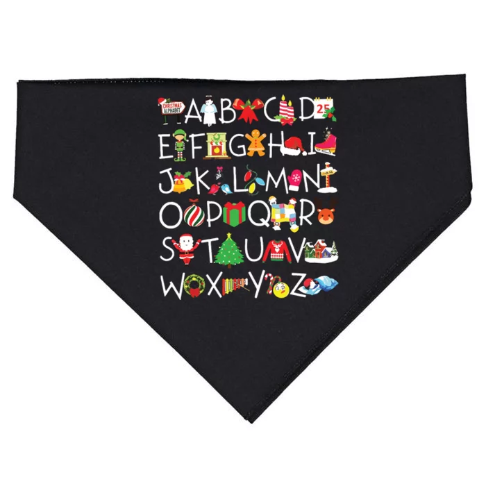 Prek Kindergarten Teachers Students Christmas Alphabet USA-Made Doggie Bandana