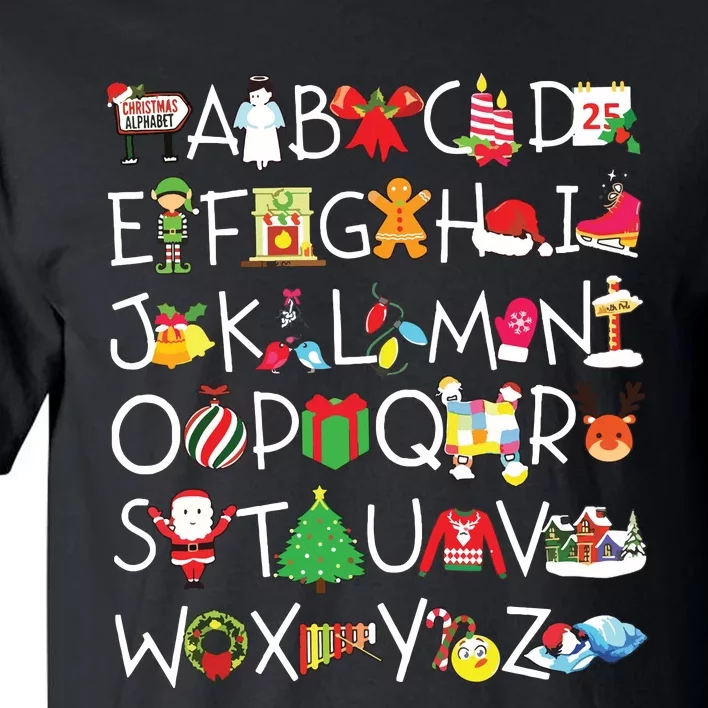 Prek Kindergarten Teachers Students Christmas Alphabet Tall T-Shirt