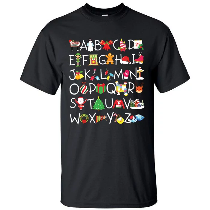 Prek Kindergarten Teachers Students Christmas Alphabet Tall T-Shirt