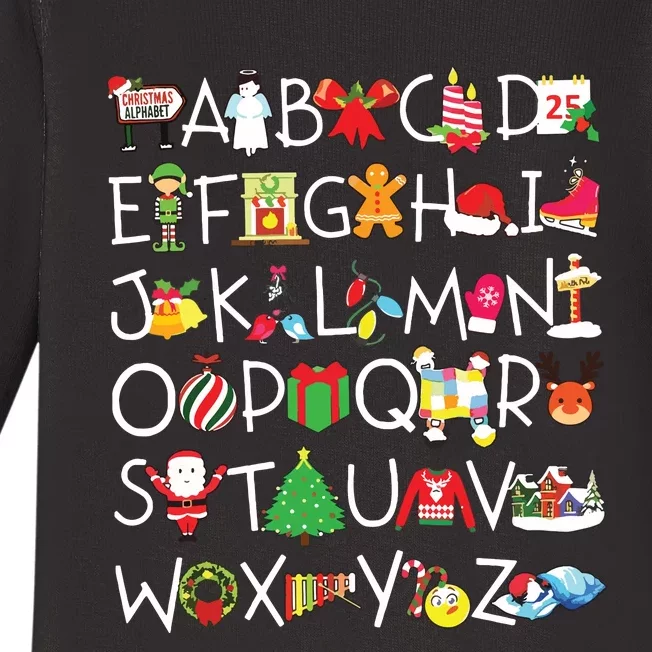 Prek Kindergarten Teachers Students Christmas Alphabet Baby Long Sleeve Bodysuit