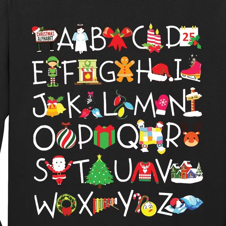 Prek Kindergarten Teachers Students Christmas Alphabet Tall Long Sleeve T-Shirt