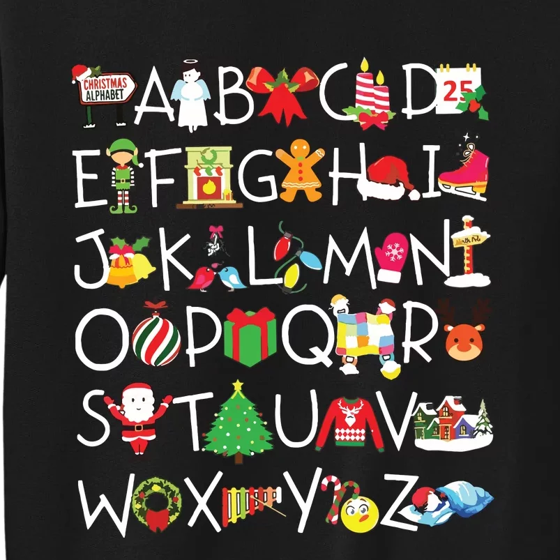 Prek Kindergarten Teachers Students Christmas Alphabet Tall Sweatshirt