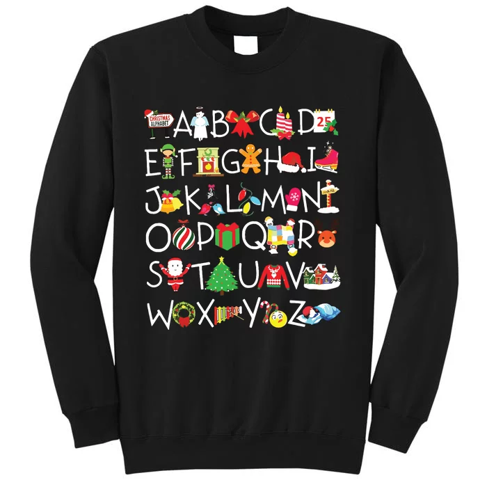 Prek Kindergarten Teachers Students Christmas Alphabet Tall Sweatshirt