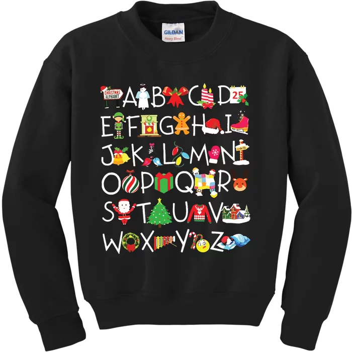 Prek Kindergarten Teachers Students Christmas Alphabet Kids Sweatshirt