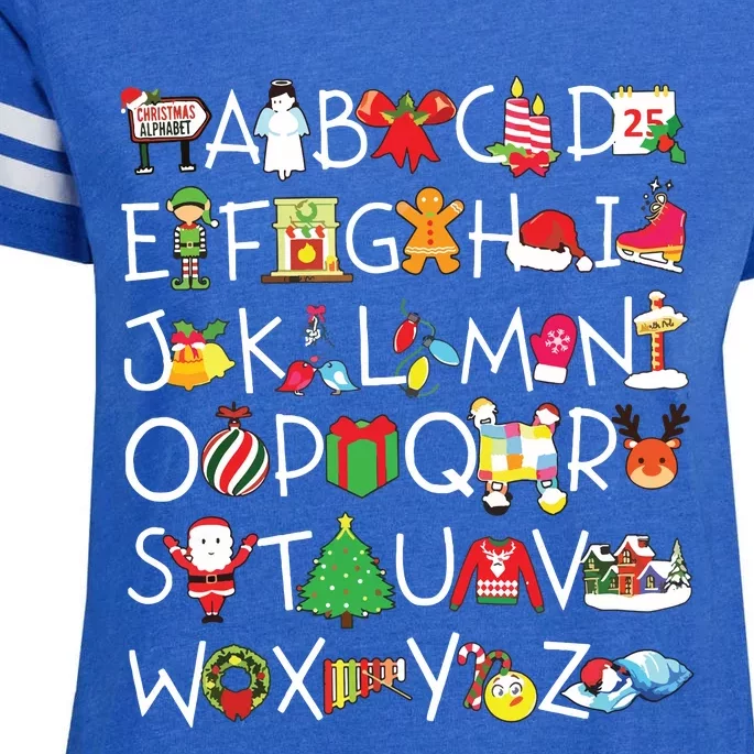 Prek Kindergarten Teachers Students Christmas Alphabet Enza Ladies Jersey Football T-Shirt