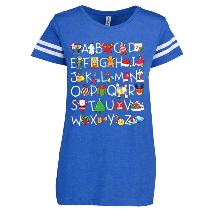 Prek Kindergarten Teachers Students Christmas Alphabet Enza Ladies Jersey Football T-Shirt