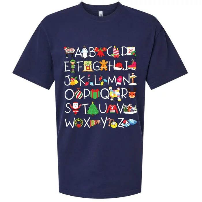 Prek Kindergarten Teachers Students Christmas Alphabet Sueded Cloud Jersey T-Shirt