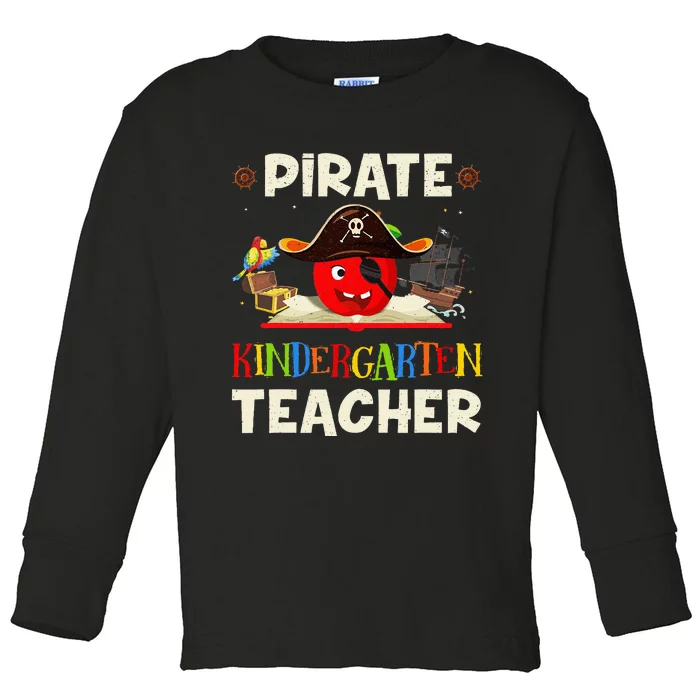 Pirate Kindergarten Teacher For Halloween Tees Pirate Day Toddler Long Sleeve Shirt