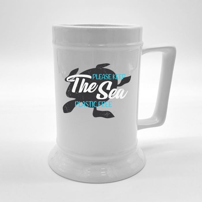 Please Keep The Sea Plastic Free Turtle Cute Gift Front & Back Beer Stein