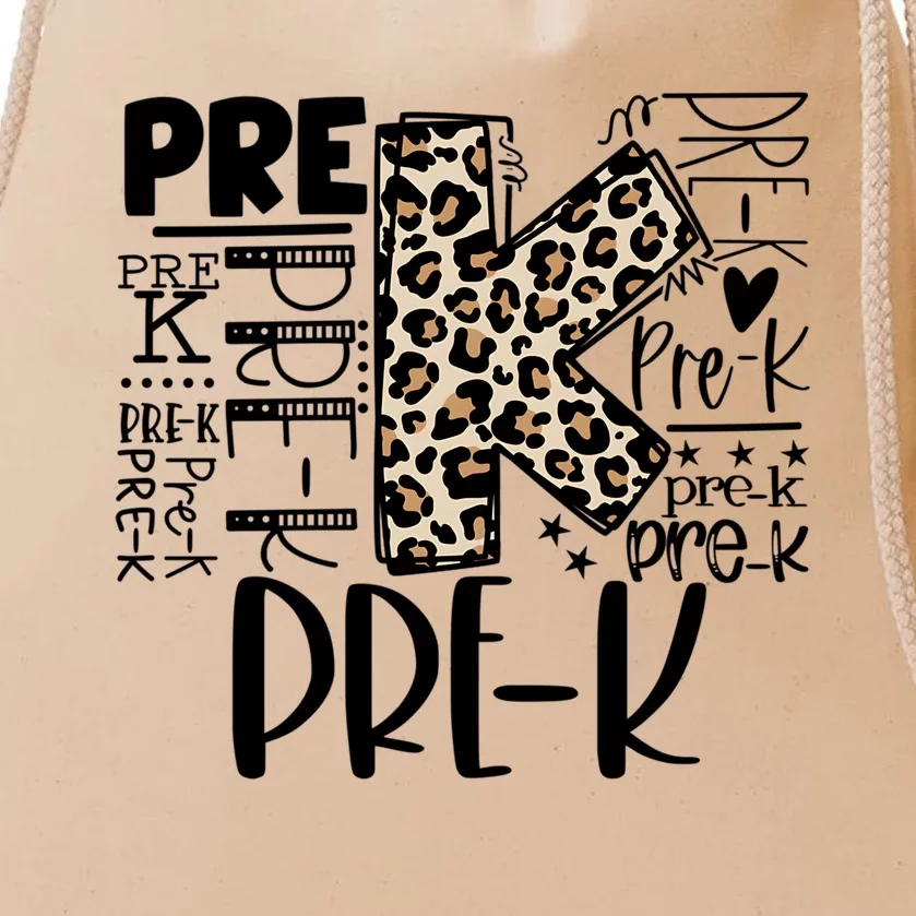 Pre K Typography Team Pre K Teacher Back To School Drawstring Bag