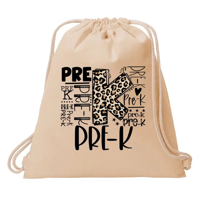 Pre K Typography Team Pre K Teacher Back To School Drawstring Bag