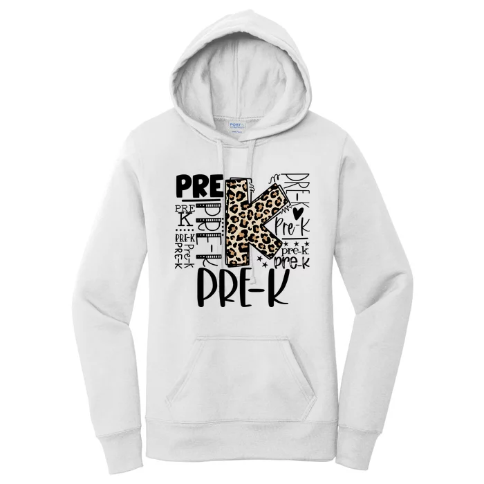 Pre K Typography Team Pre K Teacher Back To School Women's Pullover Hoodie