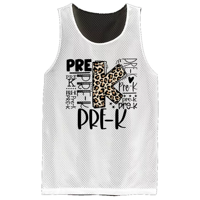 Pre K Typography Team Pre K Teacher Back To School Mesh Reversible Basketball Jersey Tank