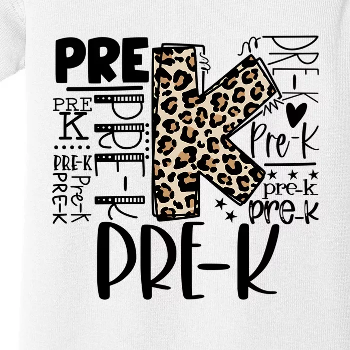 Pre K Typography Team Pre K Teacher Back To School Baby Bodysuit